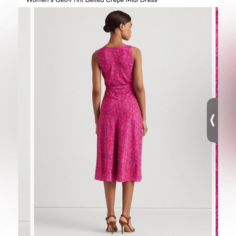 Ralph Lauren Fuchsia Printed Midi Dress - Picture 2 of 8